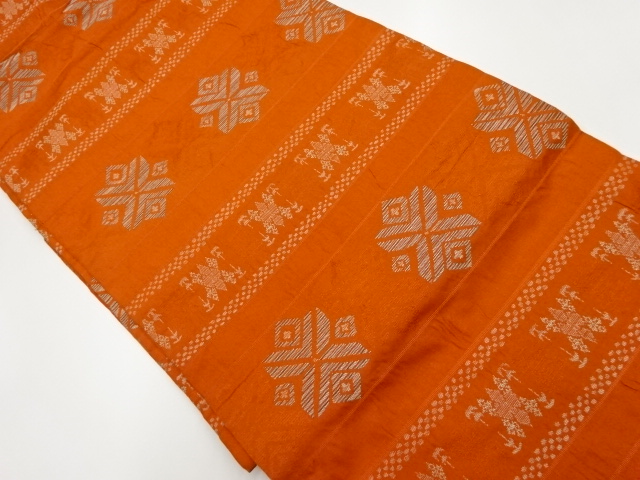 JAPANESE KIMONO / VINTAGE NAGOYA OBI / WOVEN STRIPE & ABSTRACT PATTERN